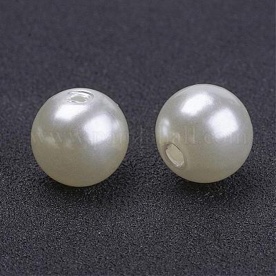 10mmラウンド模倣パールのアクリルビーズ 乳白色 10mm 穴：2mmの通販 