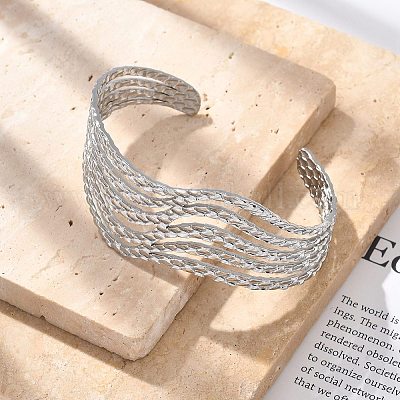 304 Stainless Steel Cuff Bangles&nbsp;BJEW-B108-12P-1