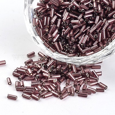 銀の丸い穴のガラスバブルのビーズを並べ替え  オールドローズ  3~5x1.8~2mm  穴：0.8mm  約12000個/450g&nbsp;SEED-I001-56-1