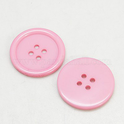 樹脂ボタン  染め  フラットラウンド  ピンク  15x2.5mm  穴：2mm  395個/袋&nbsp;RESI-D030-15mm-05-1
