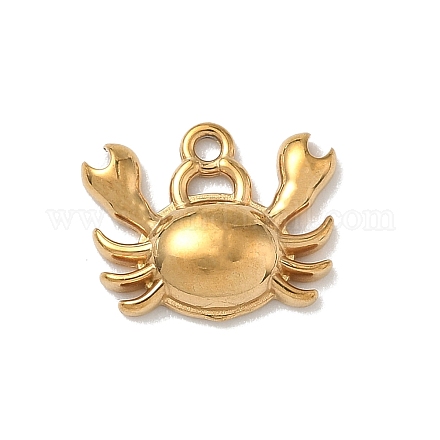 304ステンレスペンダント カニチャーム ゴールドカラー 11x13x3mm 穴