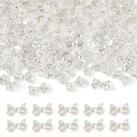 200個のABS模造真珠ビーズ  蝶結び  9x15x3.5mm  穴：2mm&nbsp;OACR-TA0003-84C-1