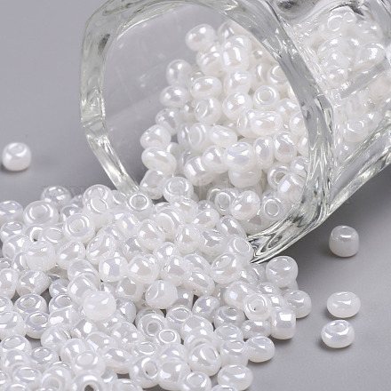 ガラスシードビーズ  セイロン  ラウンド  ホワイト  8/0  3mm  穴：1mm  約10000個/ポンド&nbsp;SEED-A011-3mm-141-1