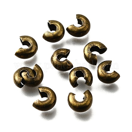 アイアン製つぶし玉カバーカシメ玉カバー  ニッケルフリー  アンティークブロンズ  直径5mm  穴：1.5~1.8mm&nbsp;IFIN-H030-NFAB-NF-1