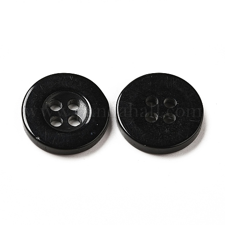 樹脂ボタン  染め  フラットラウンド  ブラック  15x2.5mm&nbsp;RESI-D033-15mm-02-1