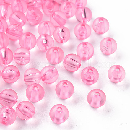 透明なアクリルビーズ  ラウンド  ショッキングピンク  8x7mm  穴：2mm  約1745個/500g&nbsp;MACR-S370-A8mm-704-1