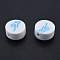 Handmade Polymer Clay Beads, Flat Round with Wind, Weather Pattern, 9~9.5x4.5~5mm, Hole: 1.6mm