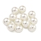 Baking Paint Pearlized Glass Pearl Round Beads, Half Drilled, White, 10mm, Hole: 1mm