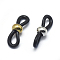 Eco-Friendly Eyeglass Holders, Glasses Rubber Loop Ends, with Brass Findings, Black, Mixed Color, 20x6mm, Hole: 2.5x5mm