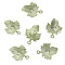 Spray Painted Alloy Pendants, Leaf Charms, Pale Green, 19x25mm, 2pcs/set