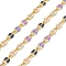 Ion Plating(IP) Brass Chains, Cable Chains with Enamel, Real 18K Gold Plated, Soldered, with Spool, Flat Oval, Colorful, 8.5x4x1.5mm, about 32.81 Feet(10m)/Roll