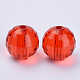 透明なアクリルビーズ  多面カット  ラウンド  レッド  8x8mm  穴：1.5mm  約177個/50g&nbsp;X-TACR-Q254-8mm-V12-2