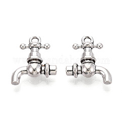 合金のチベット風チャーム  蛇口チャーム  カドミウムフリー＆鉛フリー  アンティークシルバー  17x14.5x5mm  穴：1.8mm