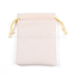 Velvet Packing Pouches, Drawstring Bags, Beige, 9.2~9.5x7~7.2cm