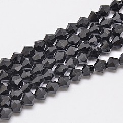 Imitate Austrian Crystal Bicone Glass Beads Strands, Grade AA, Faceted, Black, 4x4mm, Hole: 0.8~1mm, about 75~78pcs/strand, 28~29cm