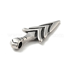 304ステンレススチール製ビッグペンダント  矢  アンティークシルバー  54.5x22x8mm  穴：5mm&nbsp;STAS-C053-12AS