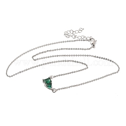 Brass Pave Cubic Zirconia Rectangle and Heart Pendant Cable Chain Necklaces&nbsp;LS-KK-CBAB173-04P-09