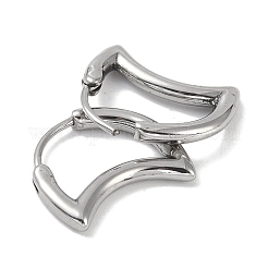 変色しない316サージカルステンレススチール製フープピアス（女性用）  ステンレス鋼色  ムーン  15x18.5mm&nbsp;EJEW-P274-18A-P