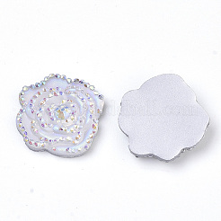 レジンラインストーンカボション  花  ホワイト  14x14x3mm&nbsp;LS-CRES-T012-02A