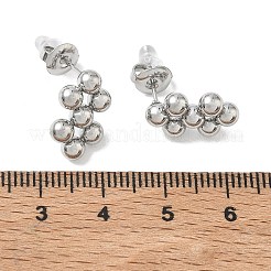 304ステンレススチール製ラウンドボールスタッドピアス  六角  ステンレス鋼色  15x10mm&nbsp;LS-SA-CBA5A9C-02P