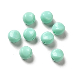 不透明なアクリルビーズ  フラットラウンド  アクアマリン  9.5~10x7mm  穴：1.8mm  約1110個/500g&nbsp;OACR-L013-003D