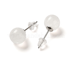 天然水晶スタッドピアス  合金ピン付き  ラウンド  20.5x8mm&nbsp;G-B075-02P-03