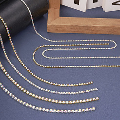 6 スタイル真鍮ラインストーンストラスチェーン  クリスタルラインストーンカップチェーン  プラチナ·ゴールデン  2~4x2~4mm&nbsp;CHC-TA0001-05