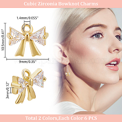 12Pcs 2 Colors Rack Plating Brass Micro Pave Cubic Zirconia Pendants&nbsp;KK-HY0003-89