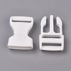 PPプラスチック製のサイドリリースバックル  サバイバルブレスレットの留め金  ホワイト  65x32x12mm  穴：4x25mm&nbsp;KY-WH0009-14
