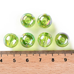 透明なアクリルビーズ  ABカラーメッキ  ラウンド  黄緑  12x11mm  穴：2.5mm&nbsp;X-MACR-S370-B12mm-729