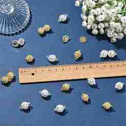 合金ラインストーンマグネット留め具10袋  カン付き  ラウンド  ゴールドカラー  16x10mm  穴：1.5mm&nbsp;RB-FS0001-08G