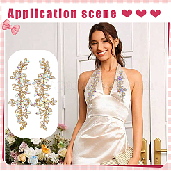 Brass Rhinestone Cloth Patches&nbsp;PATC-WH0031-003G-01