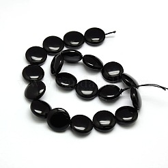 Natural Flat Round Obsidian Beads Strands&nbsp;G-L246-06
