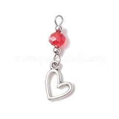 18Pcs 6 Colors Alloy & Glass Pendants&nbsp;PALLOY-JF05118