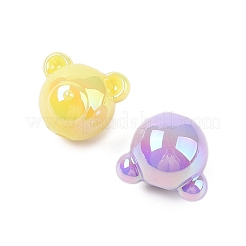 UVメッキアクリルビーズ  クマ  ミックスカラー  13.5x16x14.5mm  穴：2.8mm&nbsp;OACR-M013-03