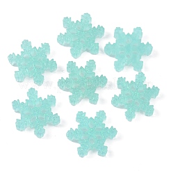 クリスマス半透明樹脂カボション  グリッターパウダー付き  スノーフレーク  ターコイズ  20x23x5mm&nbsp;RESI-WH0026-40B-01