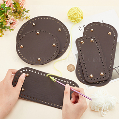 5Pcs 5 Style Rectangle & Flat Round & Oval PU Leather Knitting Crochet Bags Nail Bottom Shaper Pad&nbsp;DIY-PH0013-87A