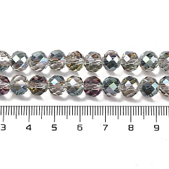 半金メッキ電気メッキビーズ連売り  多面カット  ラウンド  甘露  8x7.5mm  穴：1.2mm  約68個/連  20.28''（51.5センチメートル）&nbsp;EGLA-H104-08A-HP03