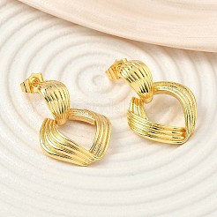 菱形の真鍮製ダングルスタッドピアス  ラックめっき  長持ちメッキ  カドミウムフリー＆鉛フリー  18KGP本金メッキ  29x21.5mm&nbsp;EJEW-F389-02G
