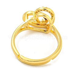 Heart with Letter Rack Plating Brass Micro Pave Cubic Zirconia Adjustable Rings for Women&nbsp;RJEW-I105-06G-Q