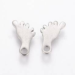 変色しにくい201ステンレススチールチャーム  フットプリント  ステンレス鋼色  13x7x1mm  穴：2mm&nbsp;STAS-F039-13-P