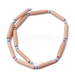 手作りのランプワークシェブロンビーズ  細長い卵形ビーズ  ダークサーモン  28~29.5x4.5~6mm  穴：0.8mm  約13個/連  14.56''~16.14''（37~41センチメートル）&nbsp;LAMP-Z019-01-03