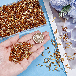 銀線ガラスラッパビーズ3000個  丸い穴  ゴールデンロッド  6~7x1.5~2mm  穴：0.5mm&nbsp;SEED-ME0001-29