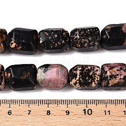 天然石ロードナイトビーズ連売り  多面カット  ナゲット  16~17x12~13.5x10.5~13mm  穴：1.2mm  約13個/連  8.46~8.66インチ（21.5~22cm）&nbsp;G-N342-143B