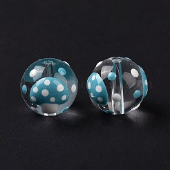 エナメルビーズ付きガラス  キノコで丸く  ライトブルー  11.5mm  穴：1.5mm&nbsp;LAMP-P058-01A
