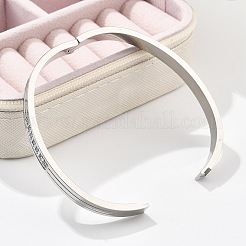 女性用304ステンレススチールラインストーンバングル  ステンレス鋼色  内径：2x2-3/8インチ（5x6.05cm）&nbsp;BJEW-Z092-17P