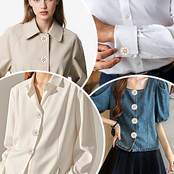 6Pcs Flower Alloy Plastic Cufflinks&nbsp;FIND-CY0001-65B