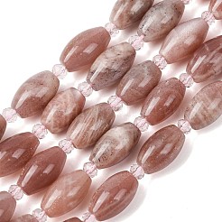 天然石サンストーンビーズ連売り  ライス  シードビーズで  13x8mm  穴：0.8mm  約23~24個/連  15.35''~15.55''（39~39.5センチメートル）&nbsp;G-G453-C06-8x13mm
