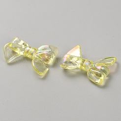 UVメッキ 虹色透明 ABカラーメッキアクリルビーズ  蝶結び  淡黄色  33x25x6.5mm  穴：2mm  約290個/606g&nbsp;LS-TACR-WH0029-01C