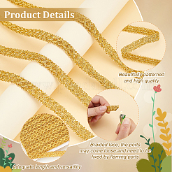 Polyester Braided Metallic Lace Trim&nbsp;SRIB-WH0011-180B-01